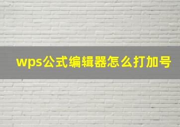 wps公式编辑器怎么打加号