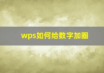 wps如何给数字加圈