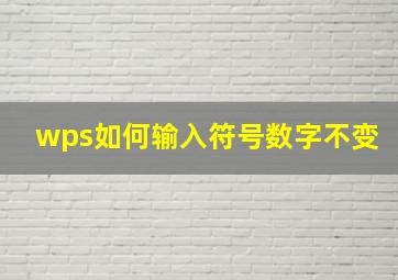 wps如何输入符号数字不变