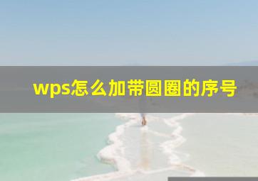 wps怎么加带圆圈的序号