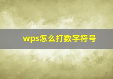 wps怎么打数字符号