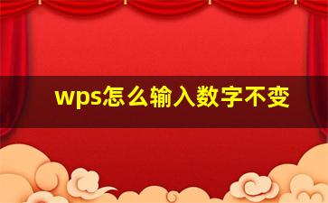 wps怎么输入数字不变