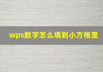 wps数字怎么填到小方格里