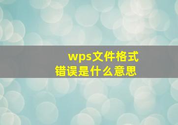 wps文件格式错误是什么意思