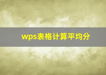 wps表格计算平均分