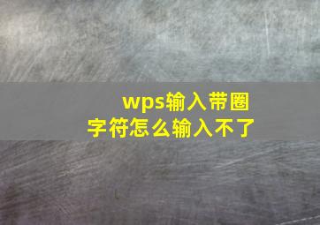 wps输入带圈字符怎么输入不了