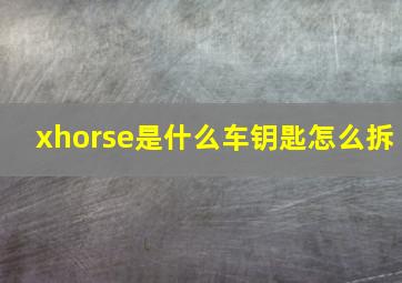 xhorse是什么车钥匙怎么拆