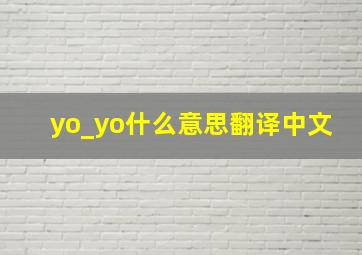 yo_yo什么意思翻译中文