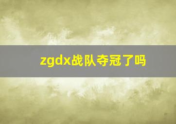 zgdx战队夺冠了吗