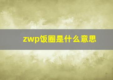 zwp饭圈是什么意思