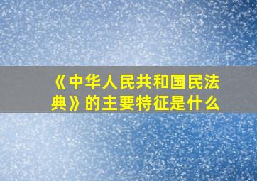 《中华人民共和国民法典》的主要特征是什么