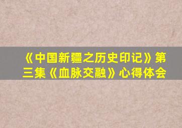 《中国新疆之历史印记》第三集《血脉交融》心得体会