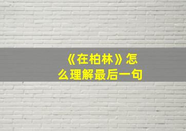 《在柏林》怎么理解最后一句