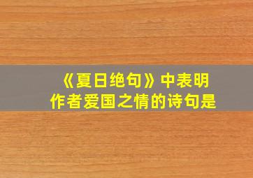 《夏日绝句》中表明作者爱国之情的诗句是