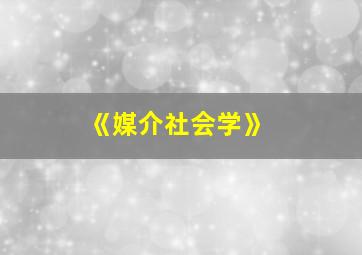 《媒介社会学》