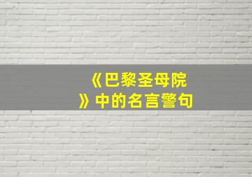 《巴黎圣母院》中的名言警句