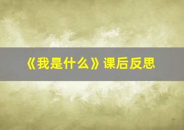 《我是什么》课后反思