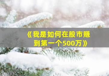 《我是如何在股市赚到第一个500万》