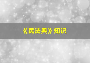 《民法典》知识