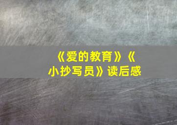 《爱的教育》《小抄写员》读后感