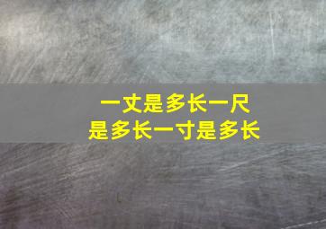 一丈是多长一尺是多长一寸是多长