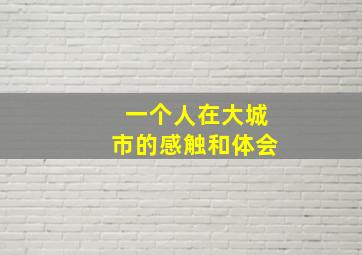 一个人在大城市的感触和体会