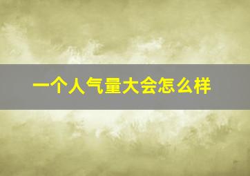 一个人气量大会怎么样