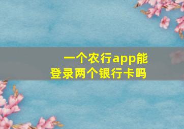 一个农行app能登录两个银行卡吗