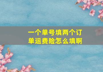 一个单号填两个订单运费险怎么填啊