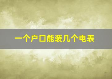 一个户口能装几个电表