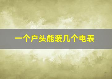 一个户头能装几个电表