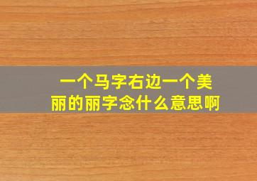 一个马字右边一个美丽的丽字念什么意思啊