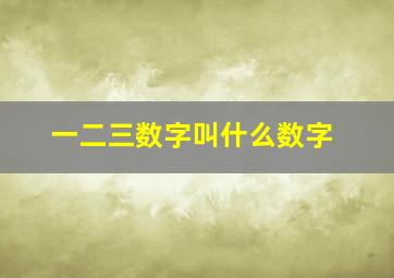 一二三数字叫什么数字