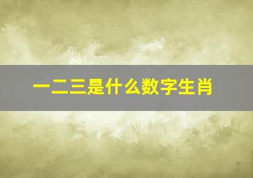 一二三是什么数字生肖