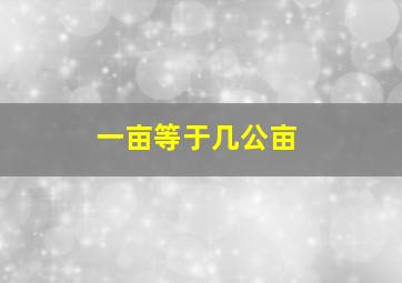 一亩等于几公亩