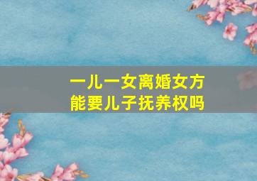 一儿一女离婚女方能要儿子抚养权吗