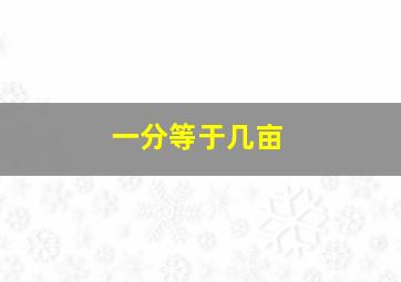 一分等于几亩