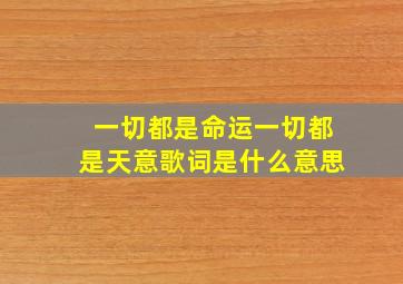 一切都是命运一切都是天意歌词是什么意思