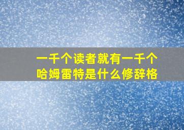 一千个读者就有一千个哈姆雷特是什么修辞格