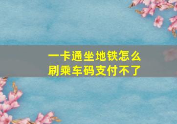 一卡通坐地铁怎么刷乘车码支付不了