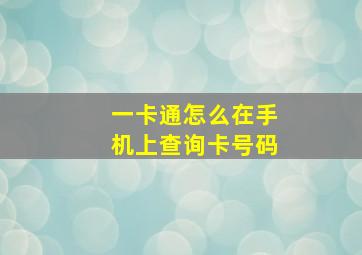 一卡通怎么在手机上查询卡号码