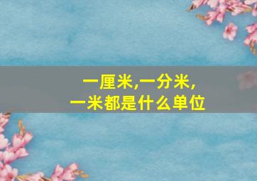 一厘米,一分米,一米都是什么单位