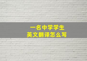 一名中学学生英文翻译怎么写