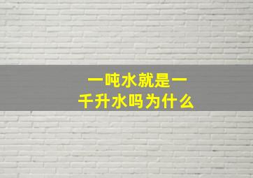 一吨水就是一千升水吗为什么