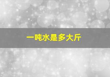 一吨水是多大斤