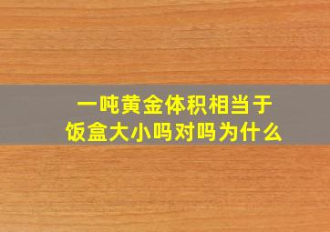 一吨黄金体积相当于饭盒大小吗对吗为什么