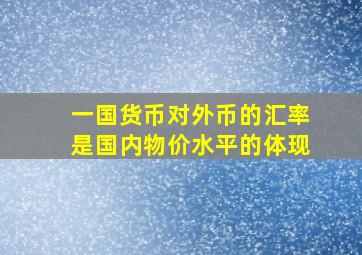 一国货币对外币的汇率是国内物价水平的体现