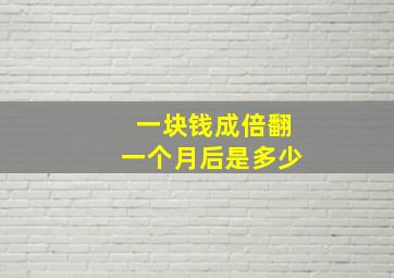 一块钱成倍翻一个月后是多少