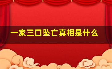 一家三口坠亡真相是什么