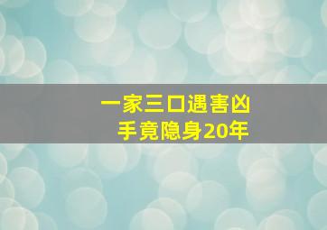 一家三口遇害凶手竟隐身20年